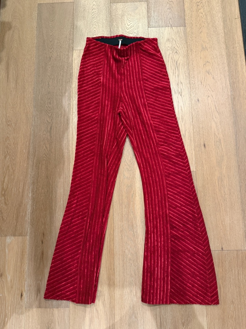 Free People Red Velvet Flared Pants